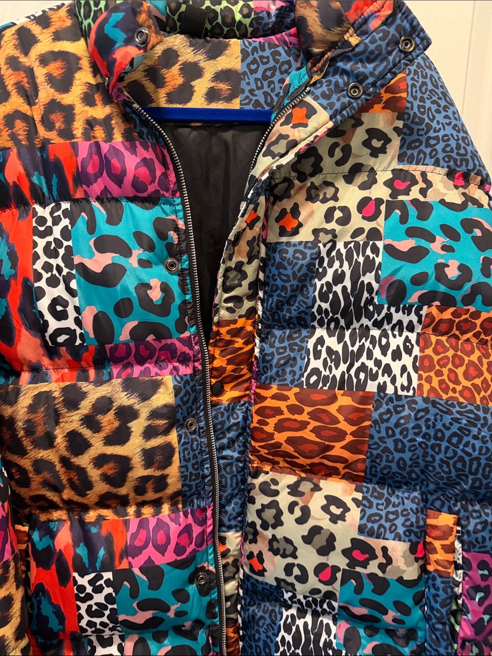 Not Rated Multicolor Patchwork Animal-Print Puffer Jacket - Picture 3 of 4